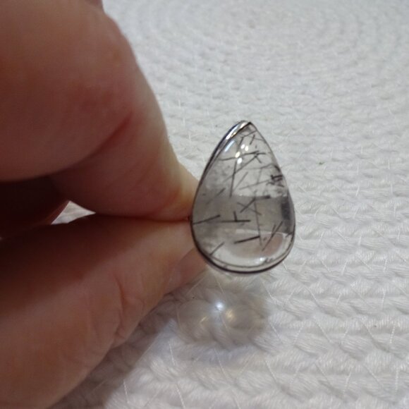 Stunning TOURMALINE QUARTZ Handmade Sterling 925 Ring Size 6.5 #939C - Picture 1 of 3